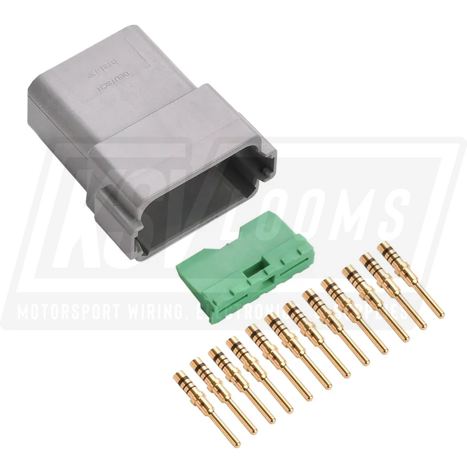 12-Way Deutsch DT04-12PA Receptacle Connector Kit (Gold Pins 20-16 AWG)