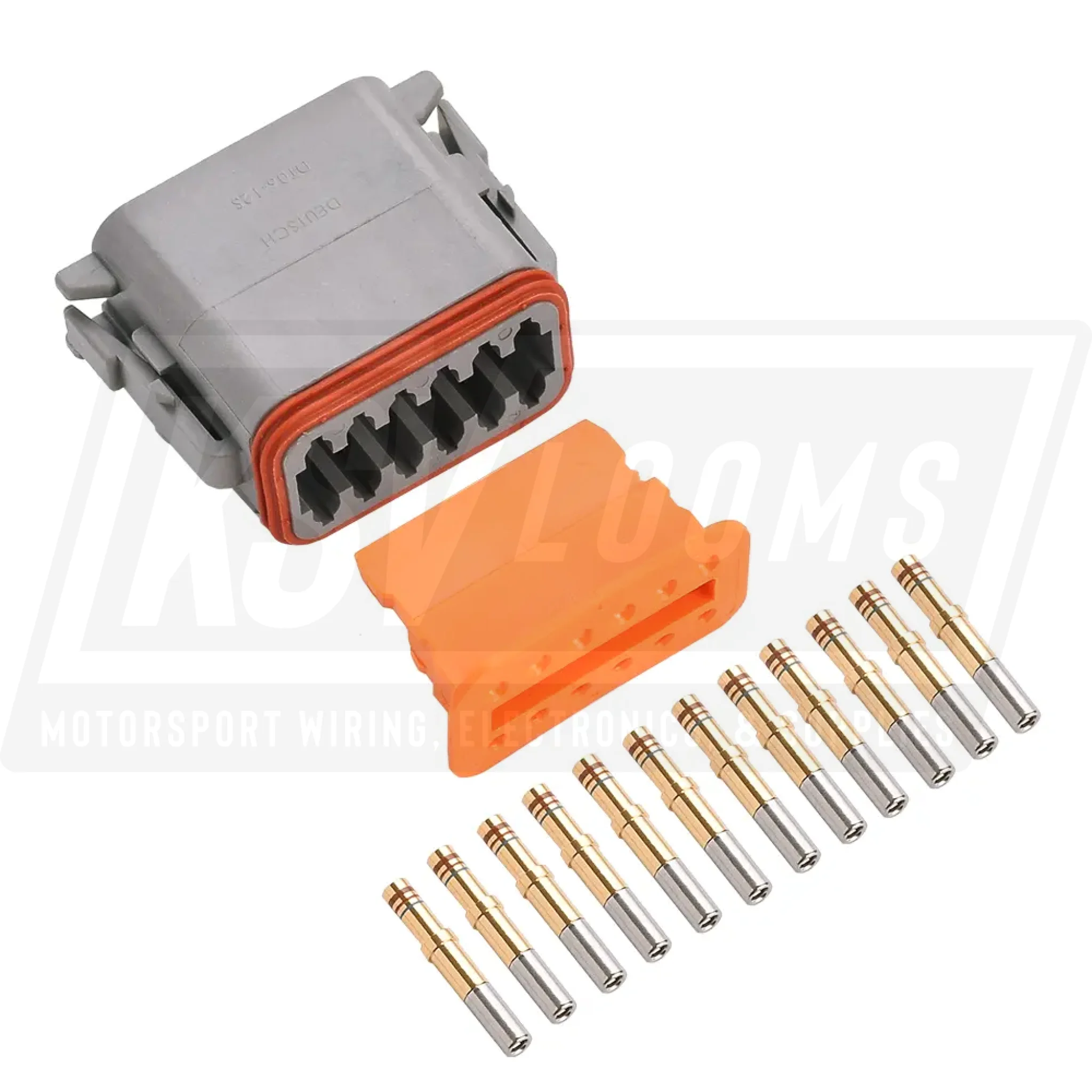 12-Way Deutsch DT06-12SA Plug Connector Kit (Gold Sockets 20-16 AWG)