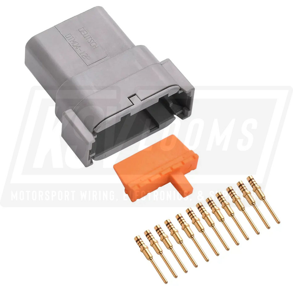 12-Way Deutsch DTM04-12PA Receptacle Connector Kit (Gold Pins 24-20 AWG)