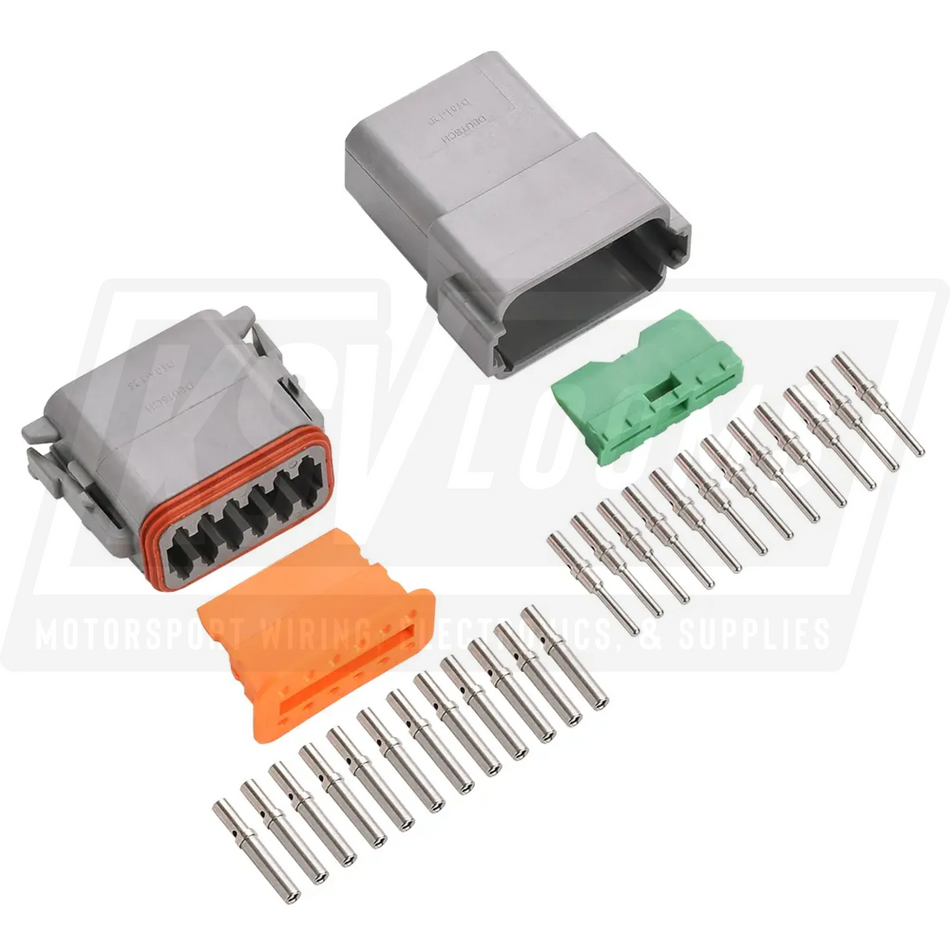 12-Way Mated Deutsch DT (Key A) Connector Kit DT04-12PA and DT06-12SA (Nickel 20-16 AWG)