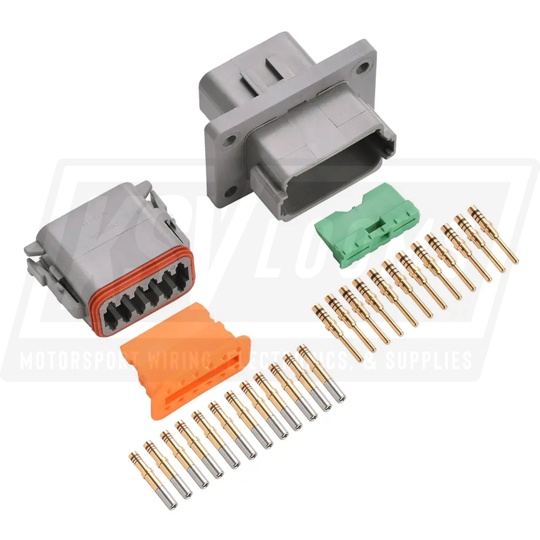 12-Way Mated Deutsch DT (Key A) Connector Kit DT04-12PA-L012 and DT06-12SA (Gold 20-16 AWG)