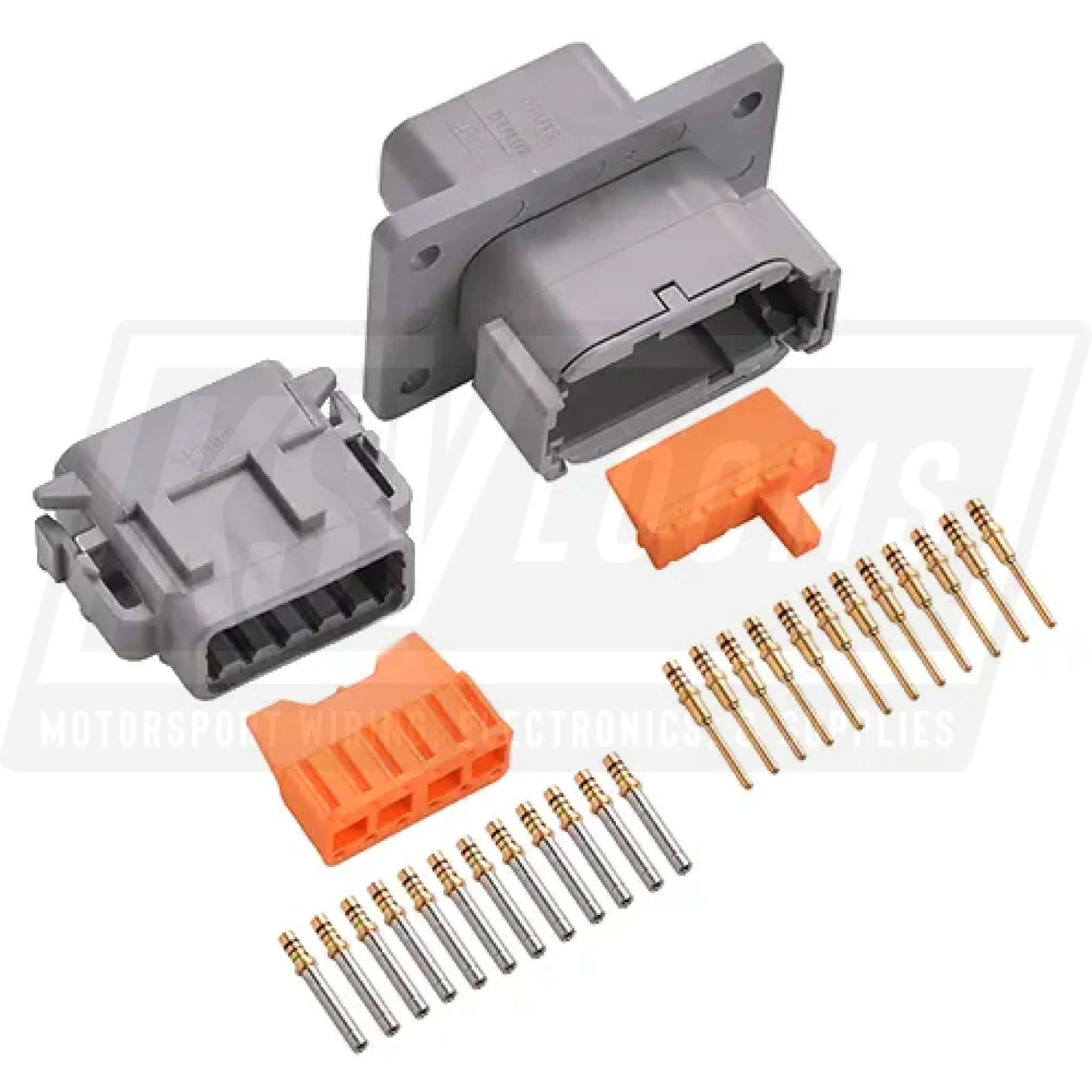 12-Way Mated Deutsch DTM Connector Kit DTM04-12PA-L012 and DTM06-12SA (Gold 24-20 AWG)