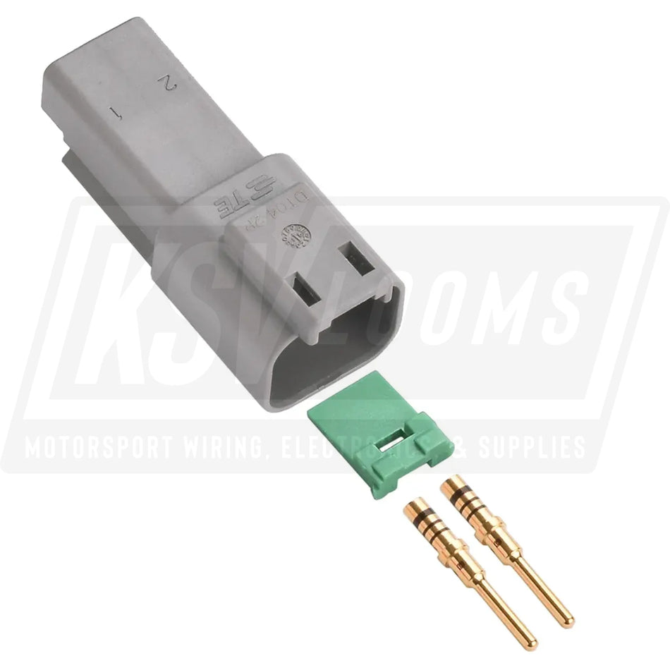2-Way Deutsch DT04-2P Receptacle Connector Kit (Gold Pins 20-16 AWG)