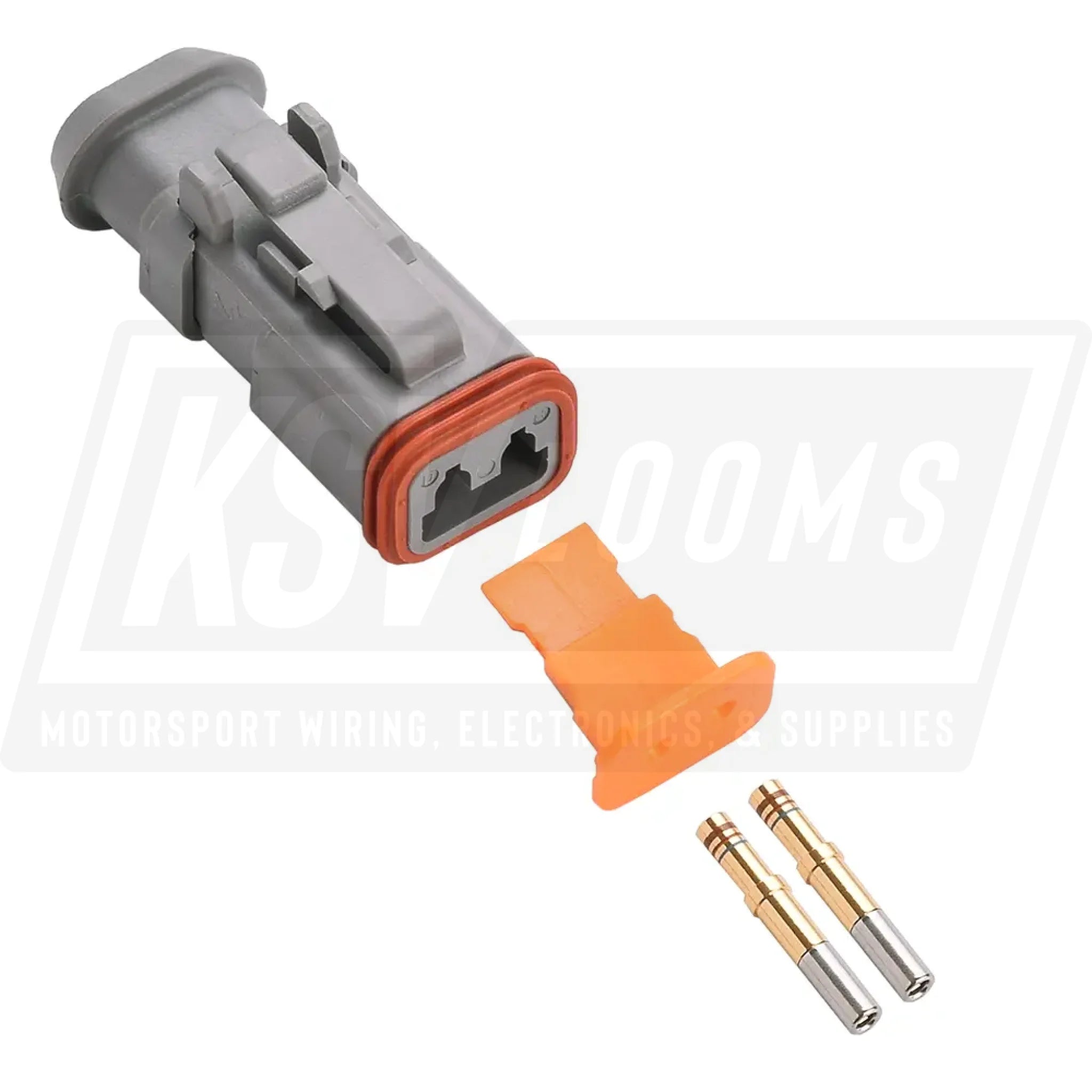 2-Way Deutsch DT06-2S-E008 Plug Connector Kit (Gold Sockets 20-16 AWG)