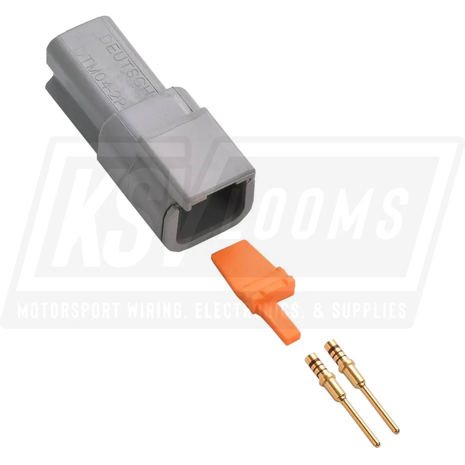 2-Way Deutsch DTM04-2P Receptacle Connector Kit (Gold Pins 24-20 AWG)