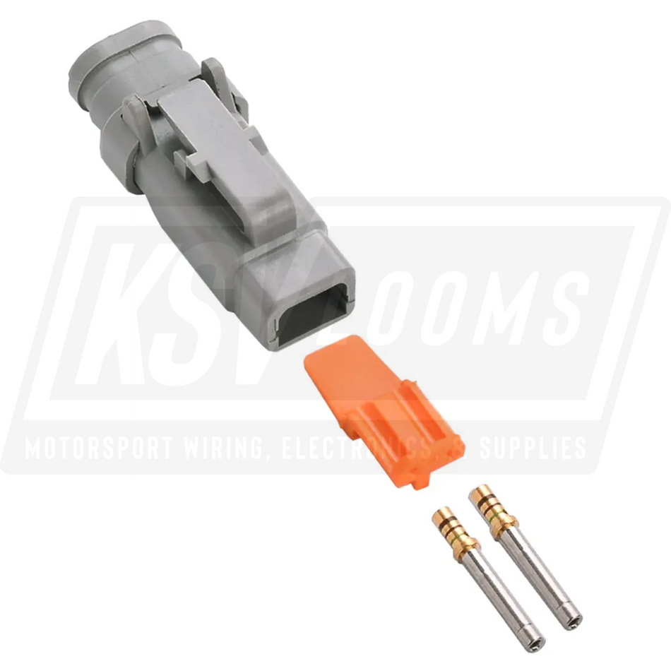 2-Way Deutsch DTM06-2S-E007 Plug Connector Kit (Gold Sockets 24-20 AWG)