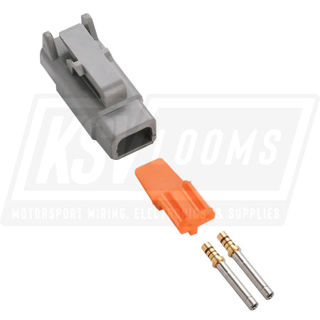 2-Way Deutsch DTM06-2S Plug Connector Kit (Gold Sockets 24-20 AWG)