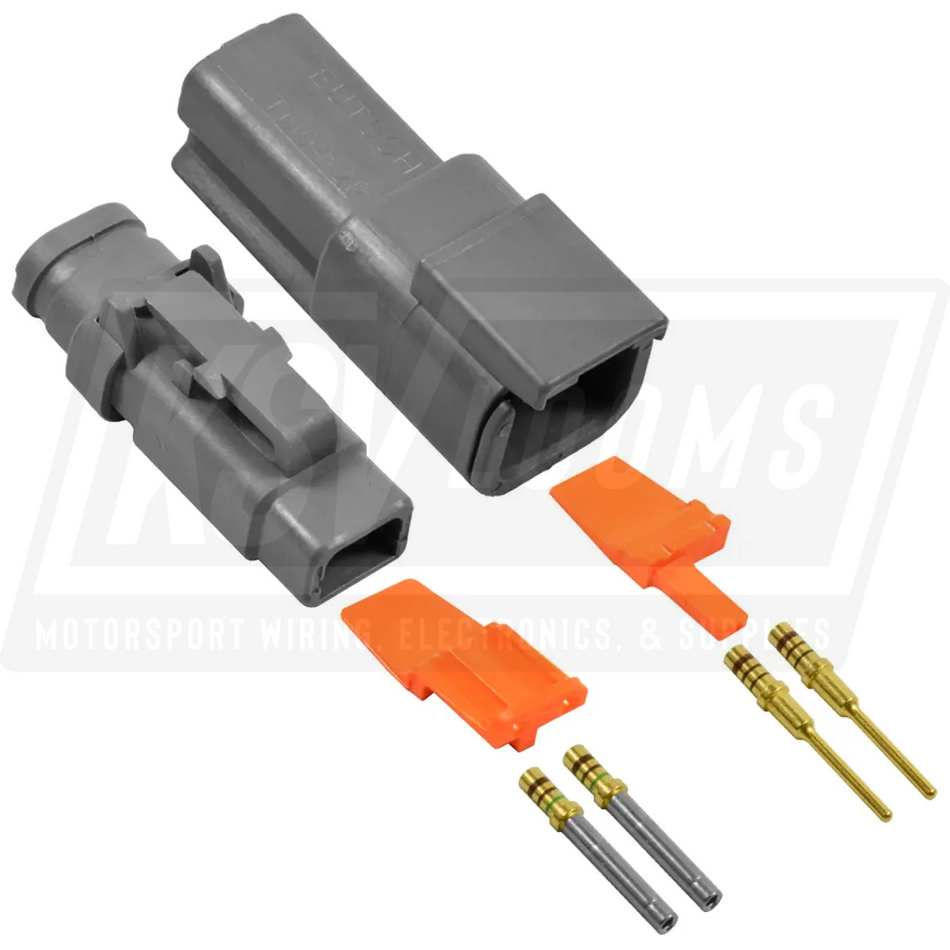 2-Way Mated Deutsch DTM Connector Kit DTM04-2P and DTM06-2S-E007 (Gold 24-20 AWG)