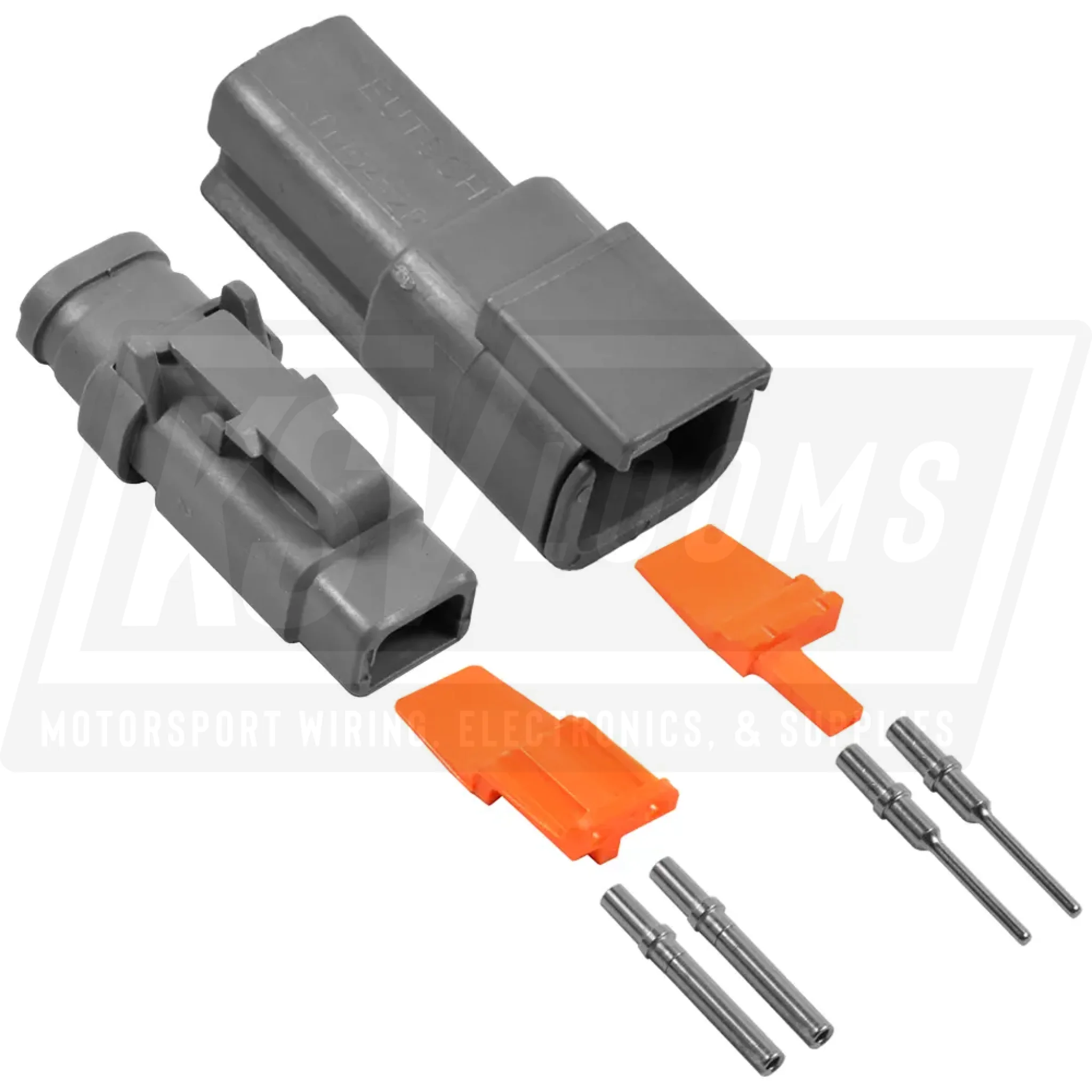 2-Way Mated Deutsch DTM Connector Kit DTM04-2P and DTM06-2S-E007 (Nickel 24-20 AWG)