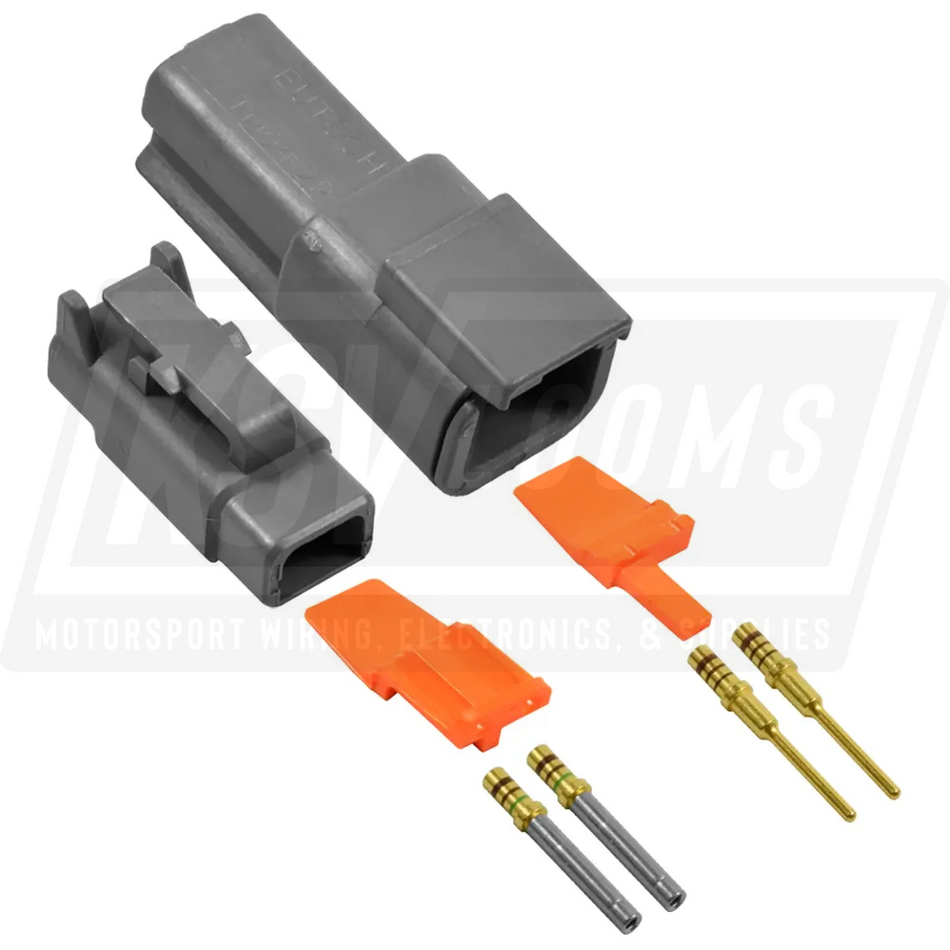 2-Way Mated Deutsch DTM Connector Kit DTM04-2P and DTM06-2S (Gold 24-20 AWG)