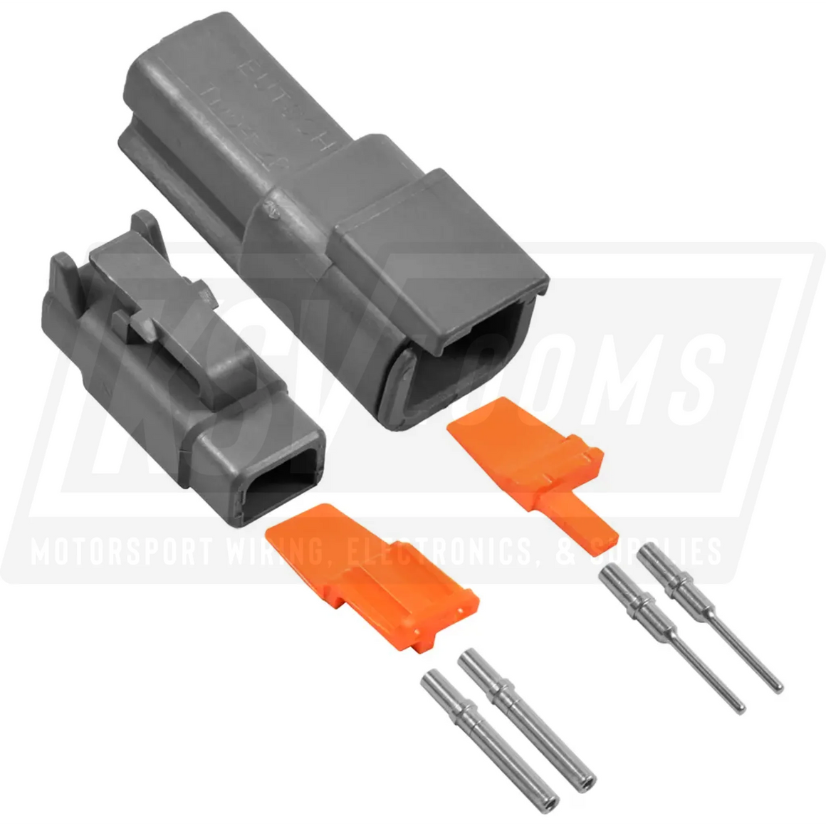 2-Way Mated Deutsch DTM Connector Kit DTM04-2P and DTM06-2S (Nickel 24-20 AWG)