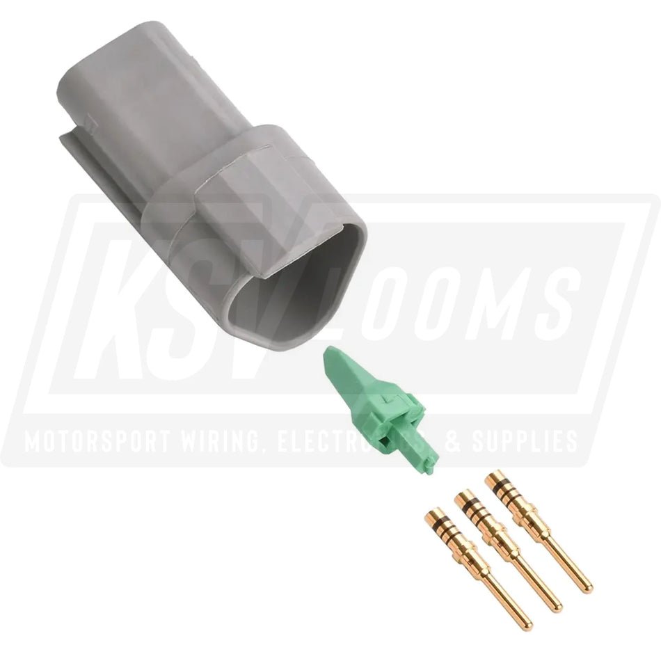 3-Way Deutsch DT04-3P Receptacle Connector Kit (Gold Pins 20-16 AWG)