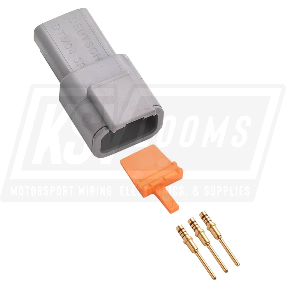 3-Way Deutsch DTM04-3P Receptacle Connector Kit (Gold Pins 24-20 AWG)