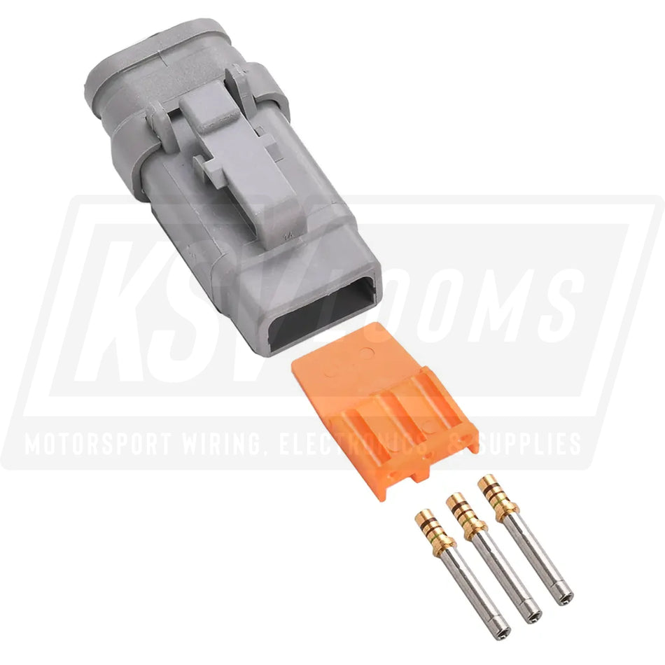 3-Way Deutsch DTM06-3S-E007 Plug Connector Kit (Gold Sockets 24-20 AWG)