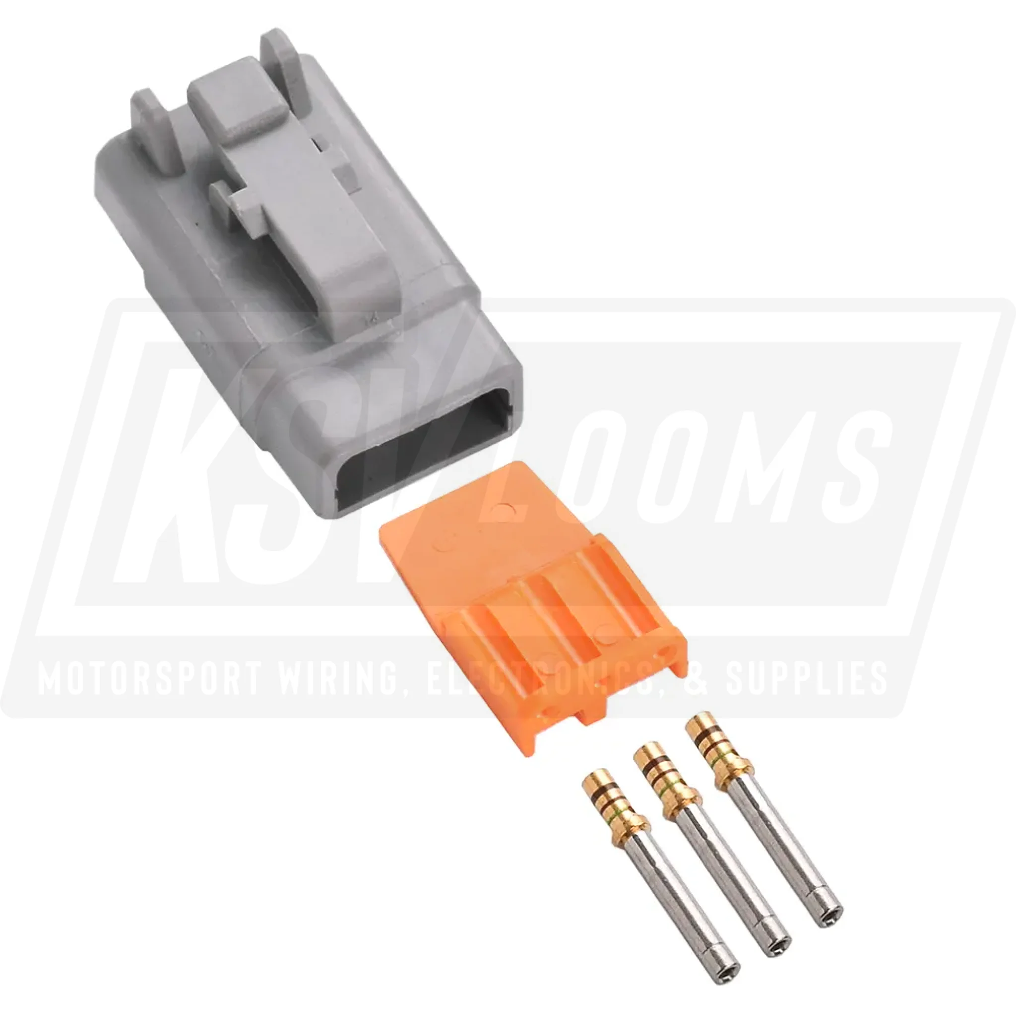 3-Way Deutsch DTM06-3S Plug Connector Kit (Gold Sockets 24-20 AWG)