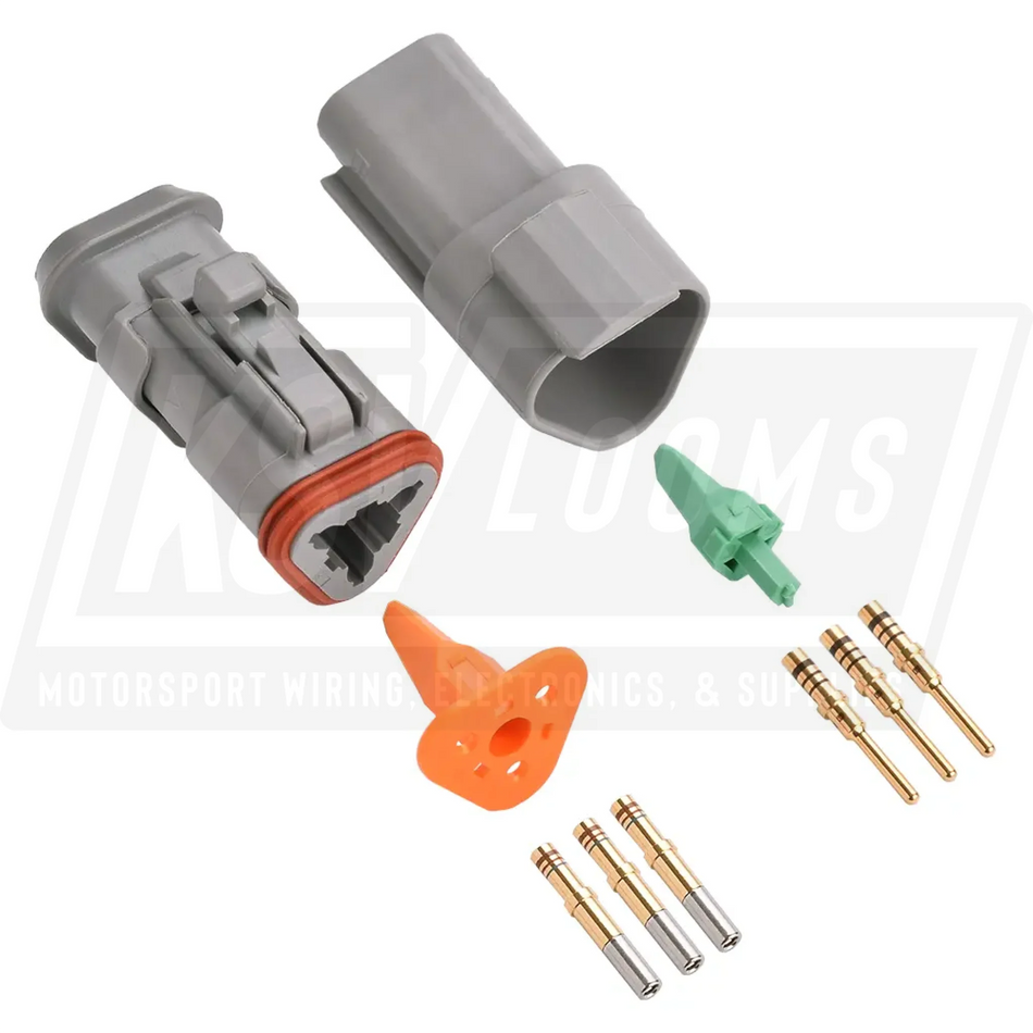 3-Way Mated Deutsch DT Connector Kit DT04-3P and DT06-3S-E008 (20-16 AWG)