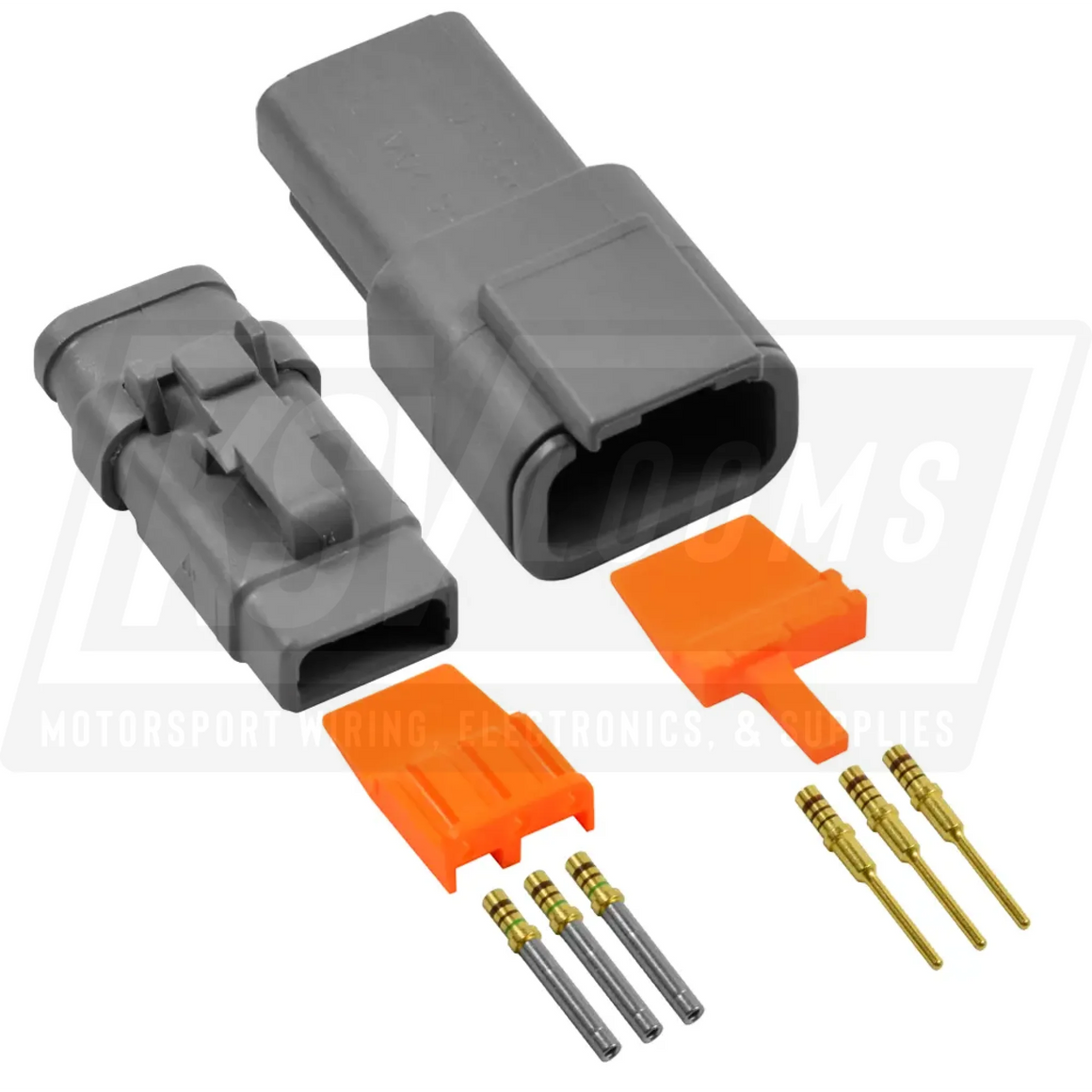 3-Way Mated Deutsch DTM Connector Kit DTM04-3P and DTM06-3S-E007 (Gold 24-20 AWG)
