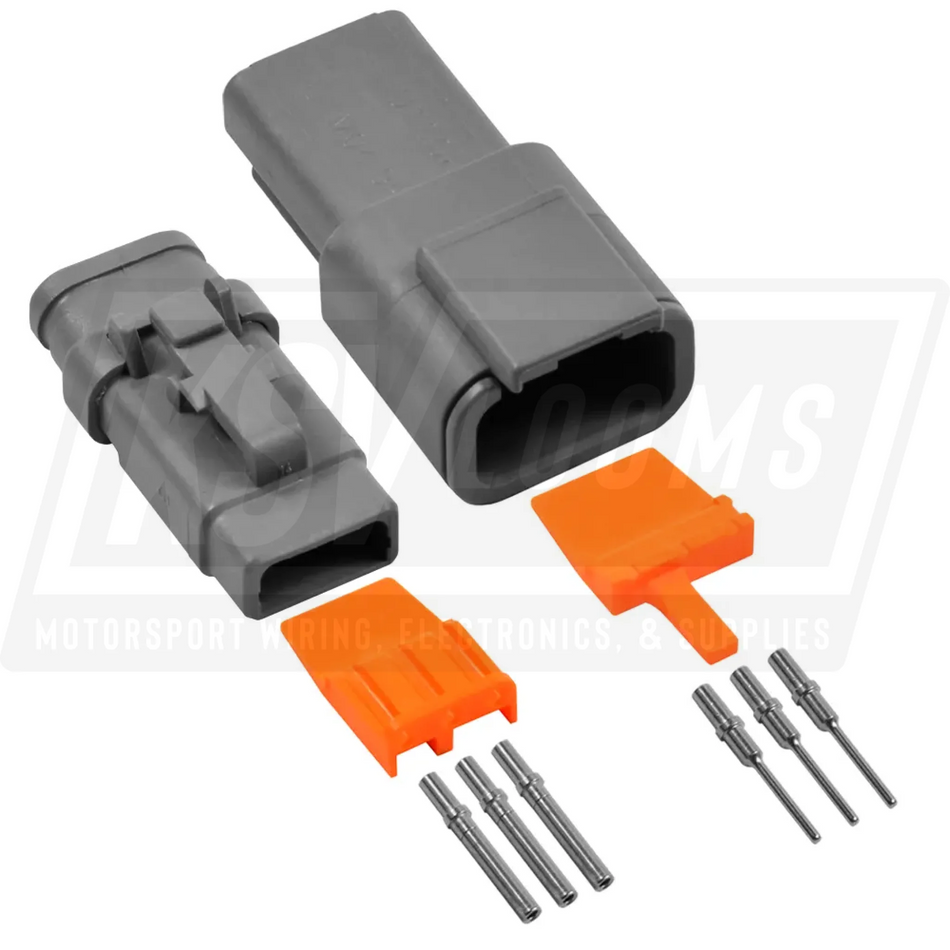 3-Way Mated Deutsch DTM Connector Kit DTM04-3P and DTM06-3S-E007 (Nickel 24-20 AWG)