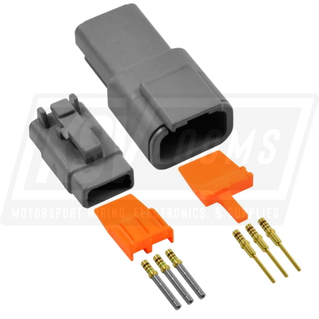 3-Way Mated Deutsch DTM Connector Kit DTM04-3P and DTM06-3S (Gold 24-20 AWG)