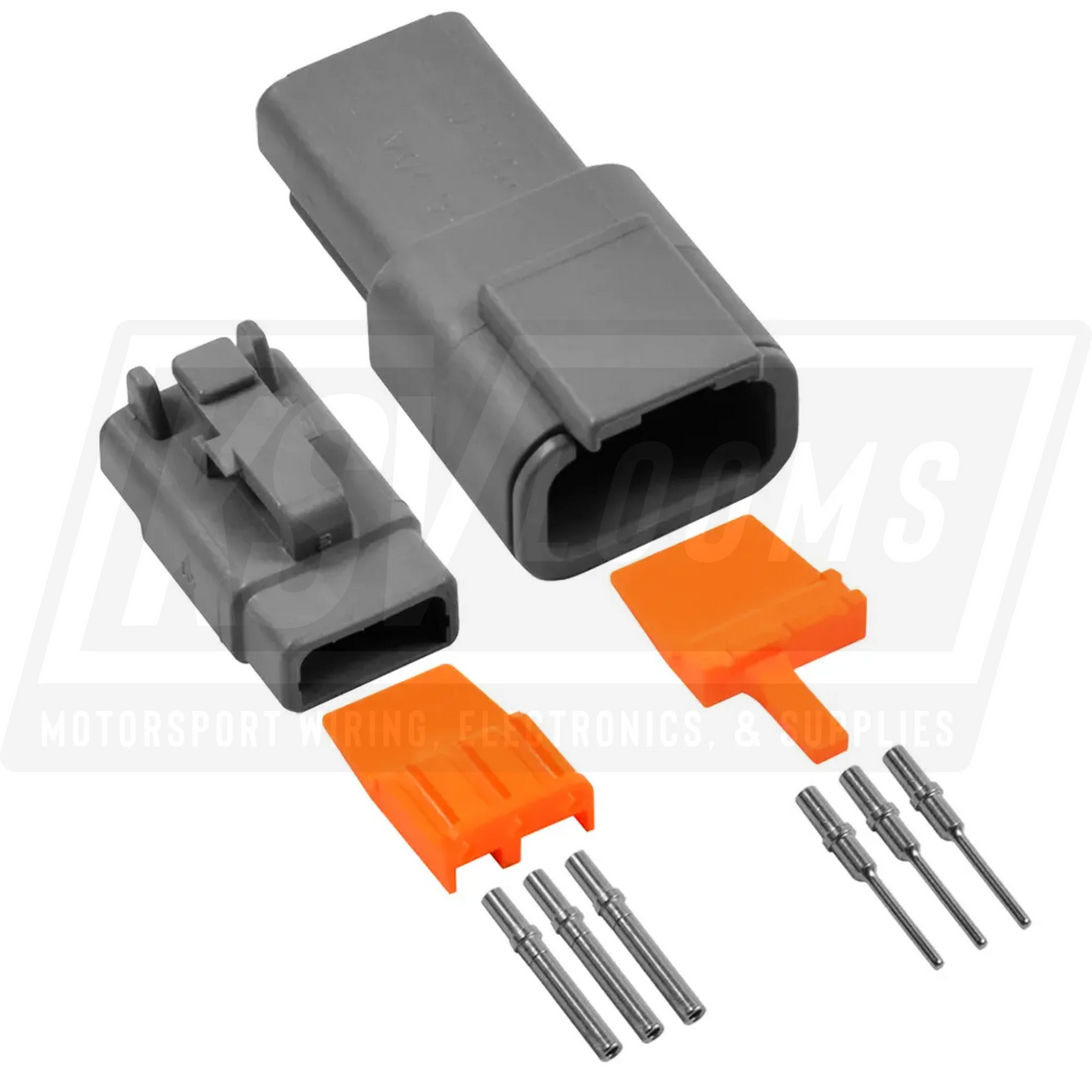 3-Way Mated Deutsch DTM Connector Kit DTM04-3P and DTM06-3S (Nickel 24-20 AWG)