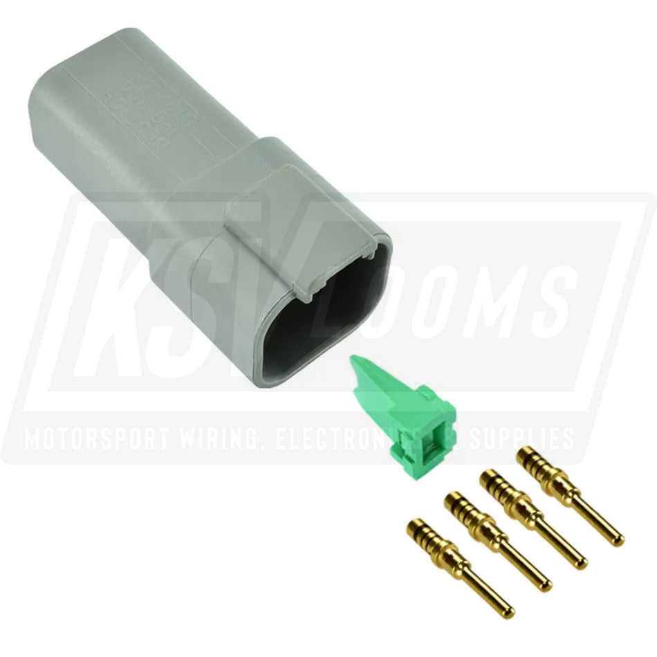 4-Way Deutsch DT04-4P Receptacle Connector Kit (Gold Pins 20-16 AWG)