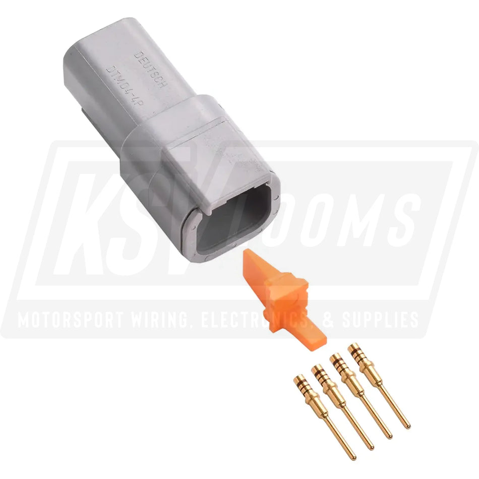 4-Way Deutsch DTM04-4P Receptacle Connector Kit (Gold Pins 24-20 AWG)