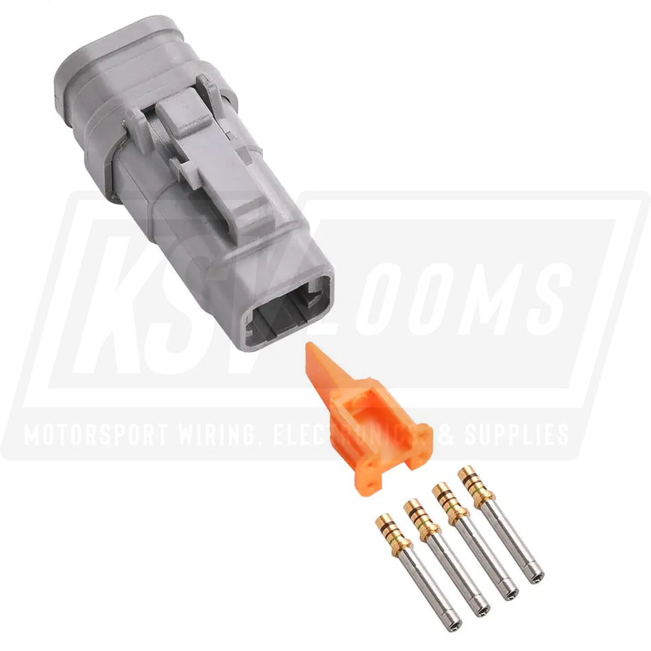 4-Way Deutsch DTM06-4S-E007 Plug Connector Kit (Gold Sockets 24-20 AWG)