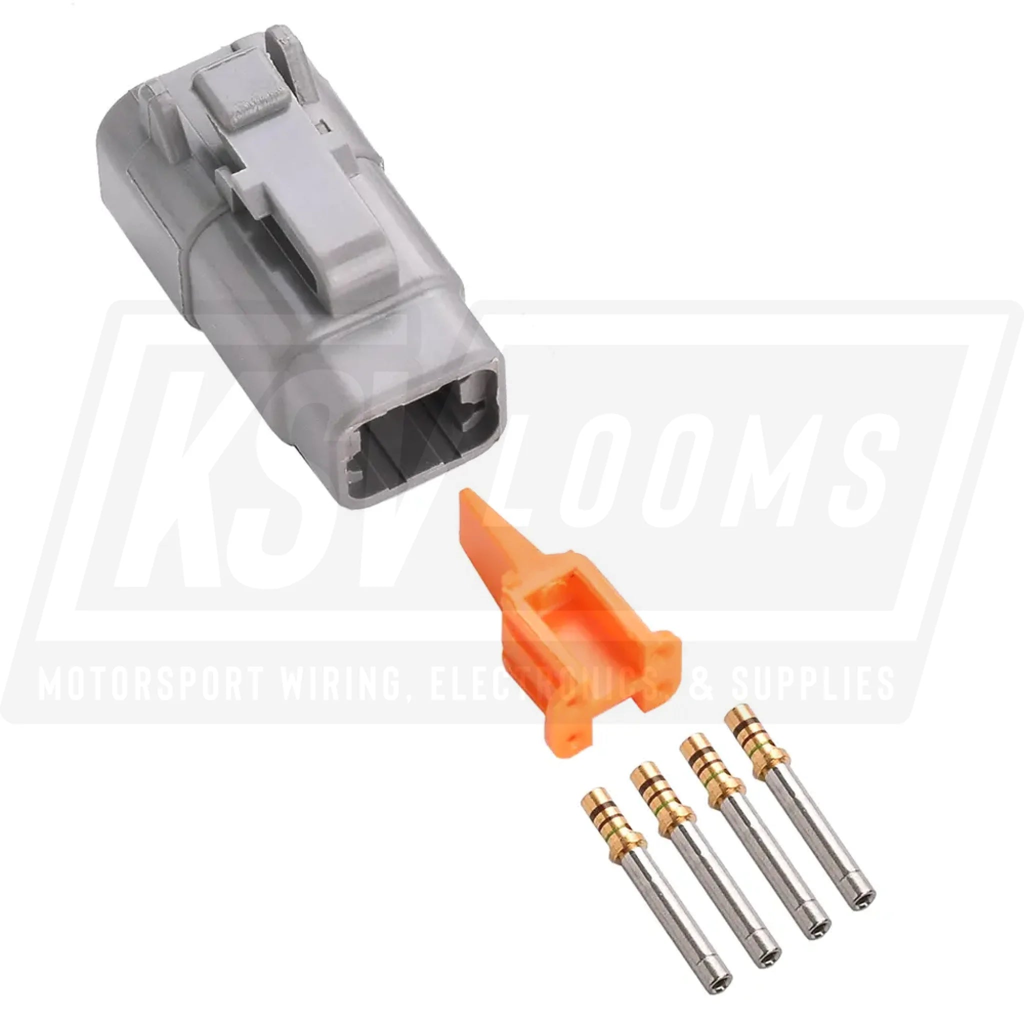 4-Way Deutsch DTM06-4S Plug Connector Kit (Gold Sockets 24-20 AWG)