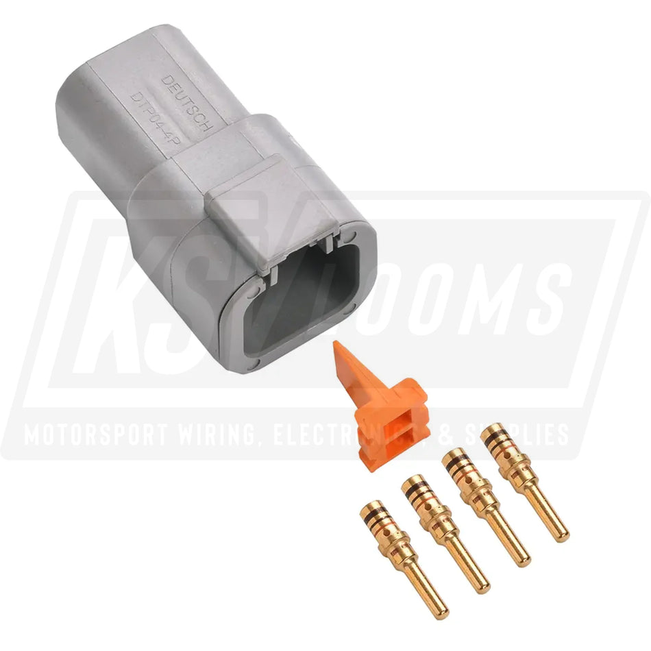 4-Way Deutsch DTP04-4P Receptacle Connector Kit (Gold Pins 14-12 AWG)
