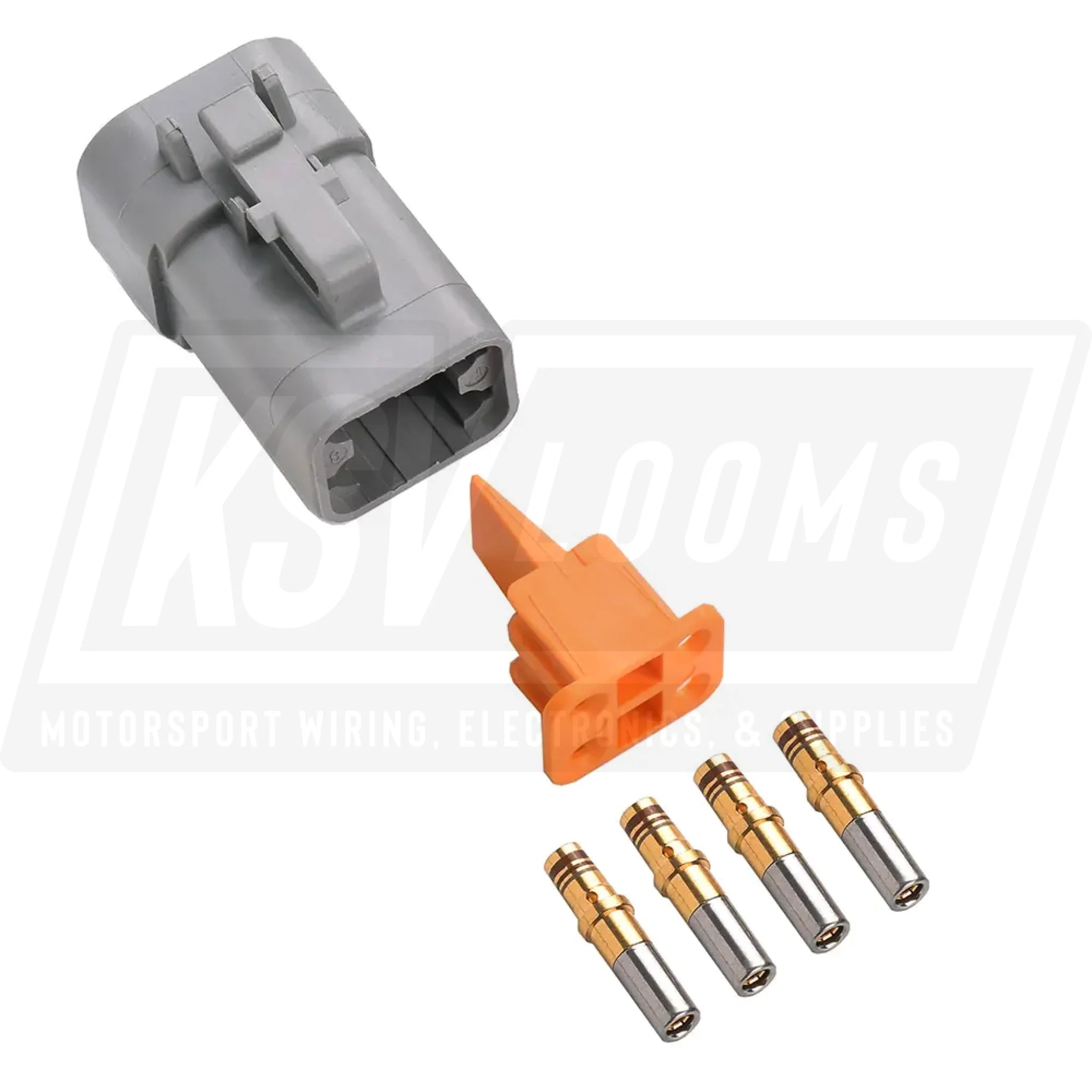 4-Way Deutsch DTP06-4S Plug Connector Kit (Gold Sockets 14-12 AWG)