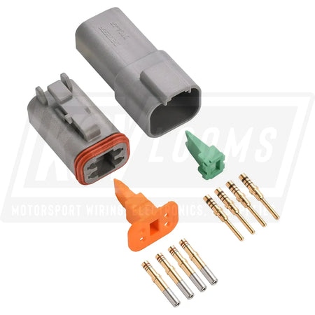 4-Way Mated Deutsch DT Connector Kit DT04-4P and DT06-4S (Gold 20-16 AWG)