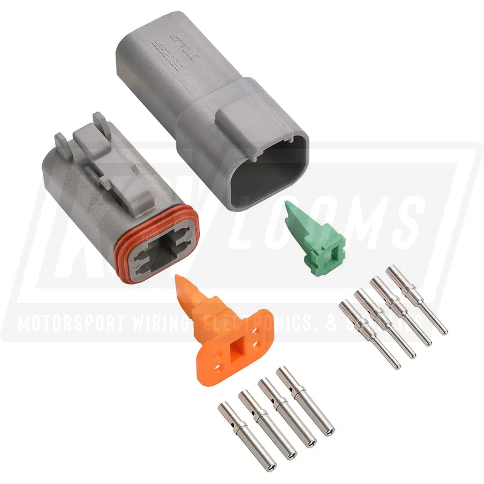 4-Way Mated Deutsch DT Connector Kit DT04-4P and DT06-4S (Nickel 20-16 AWG)