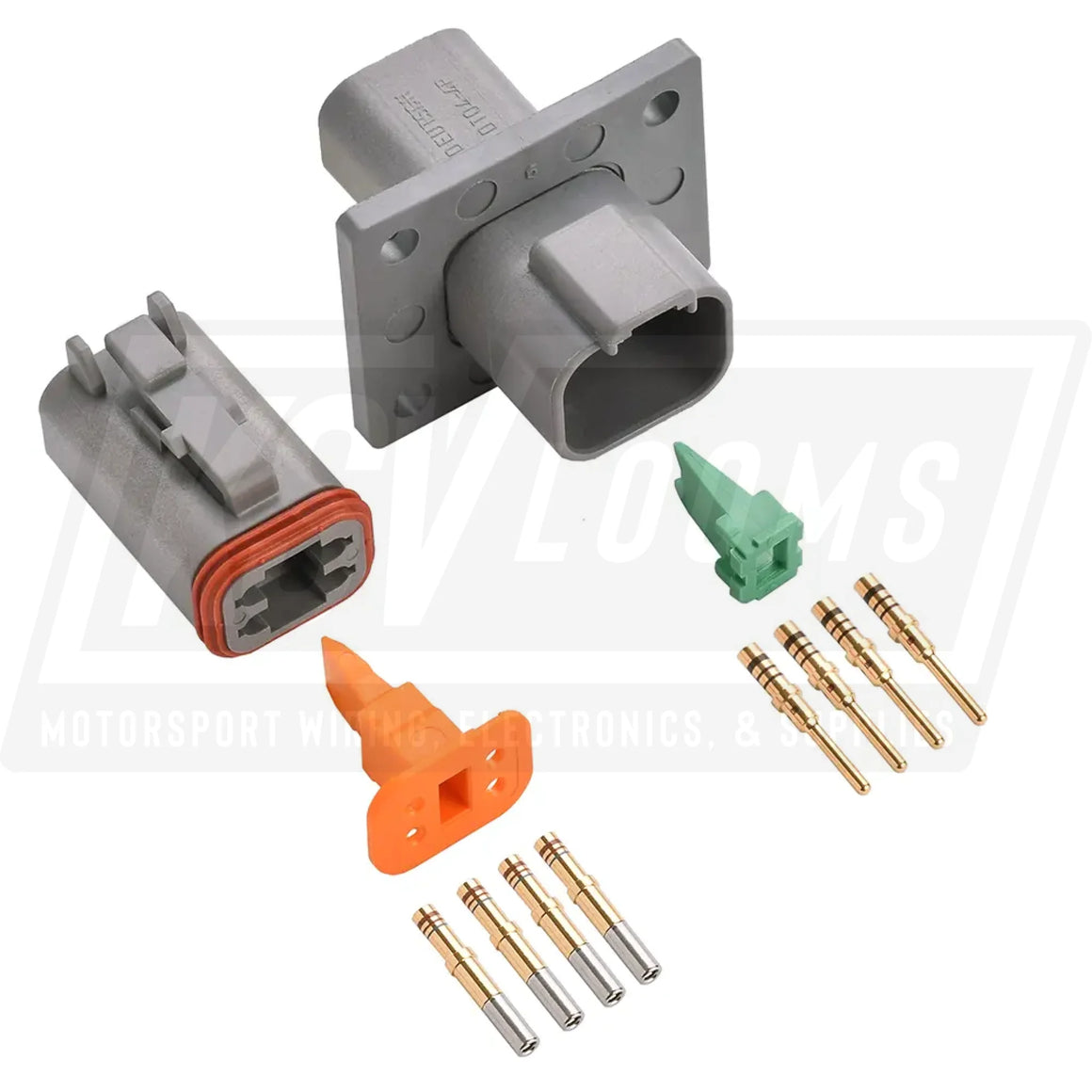 4-Way Mated Deutsch DT Connector Kit DT04-4P-L012 and DT06-4S (Gold 20-16 AWG)