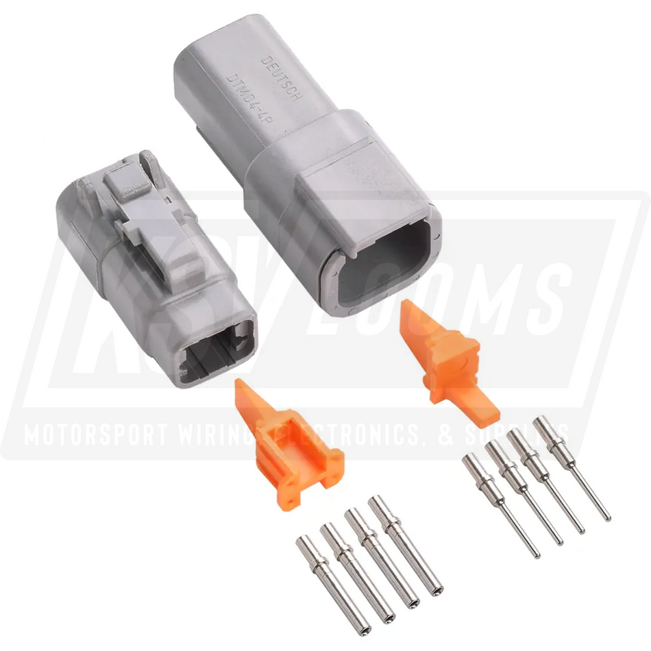 4-Way Mated Deutsch DTM Connector Kit DTM04-4P and DTM06-4S (Nickel 24-20 AWG)