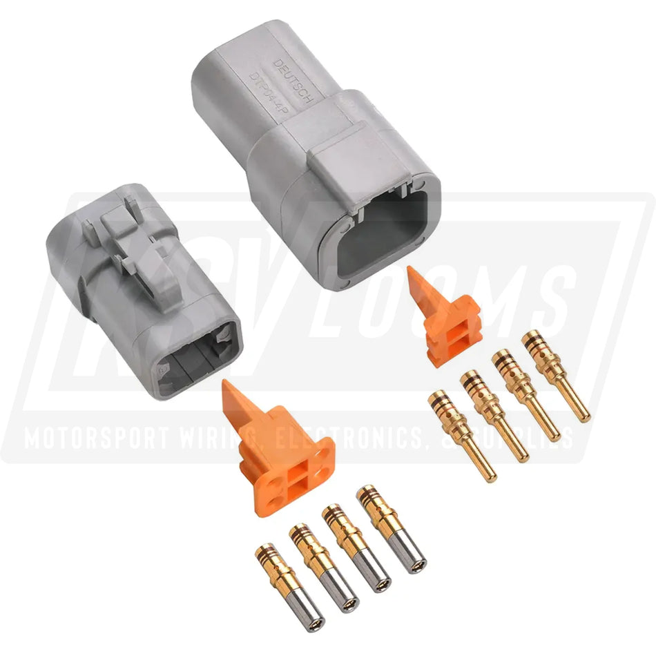 4-Way Mated Deutsch DTP Connector Kit DTP04-4P and DTP06-4S (Nickel 14-12 AWG)