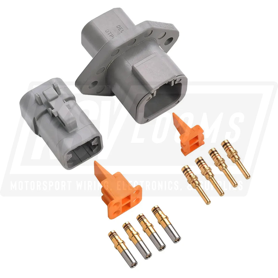 4-Way Mated Deutsch DTP Connector Kit DTP04-4P-L012 and DTP06-4S (Gold 14-12 AWG)