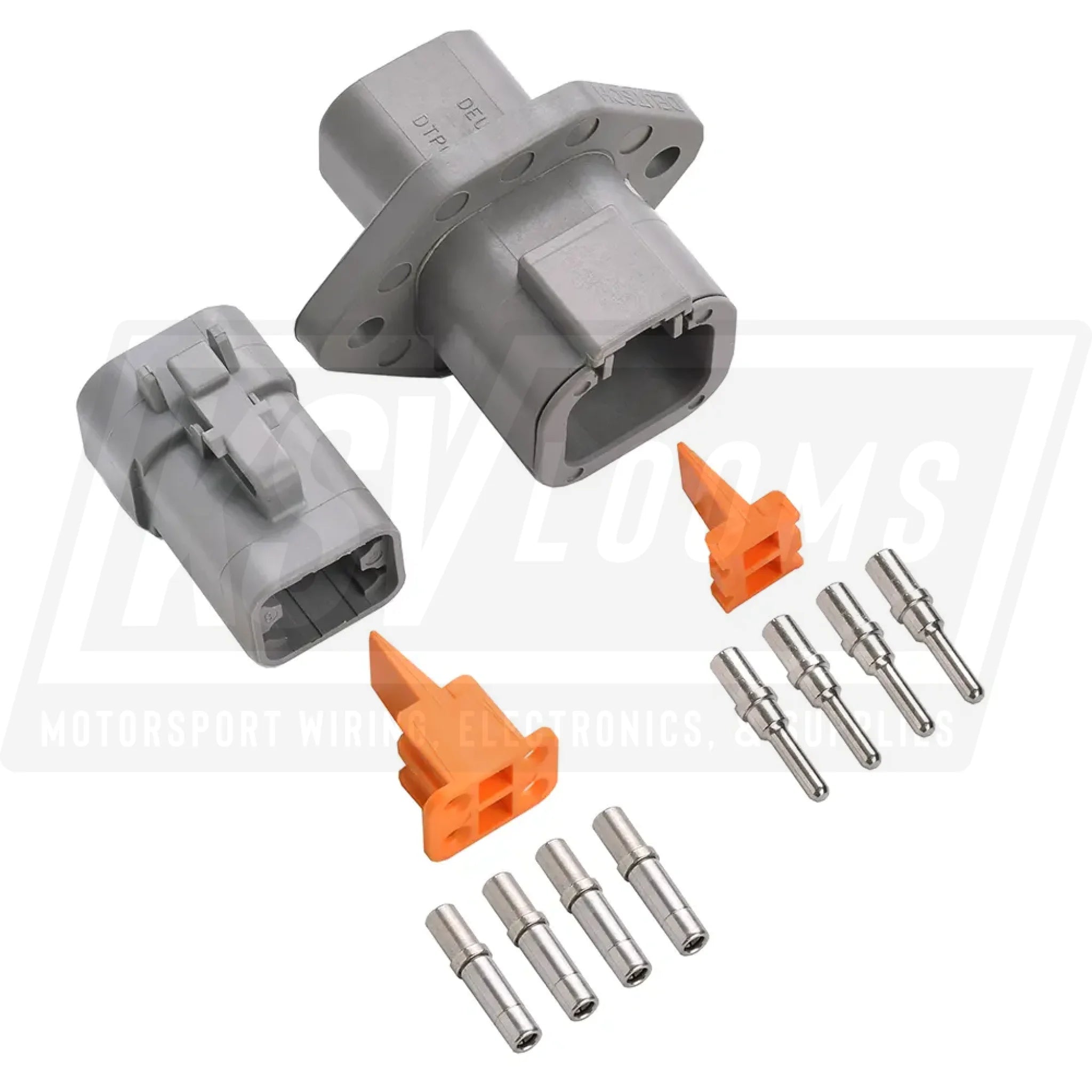 4-Way Mated Deutsch DTP Connector Kit DTP04-4P-L012 and DTP06-4S (Nickel 14-12 AWG)