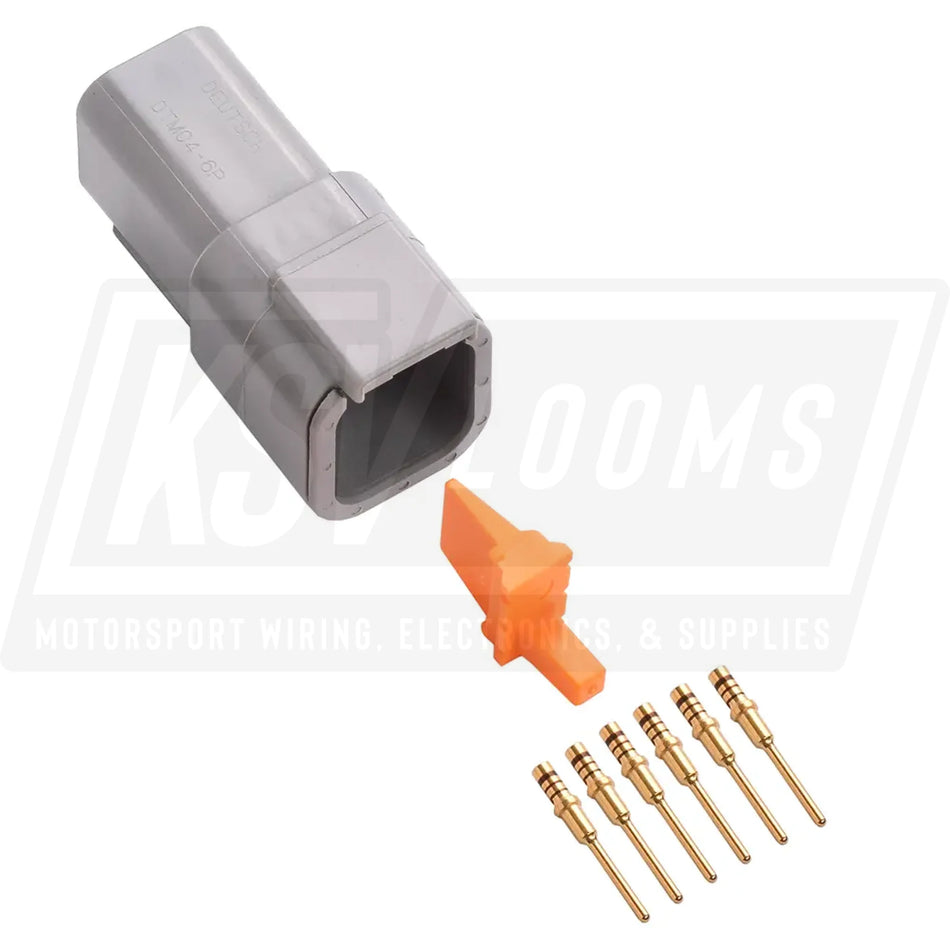 6-Way Deutsch DTM04-6P Receptacle Connector Kit (Gold Pins 24-20 AWG)