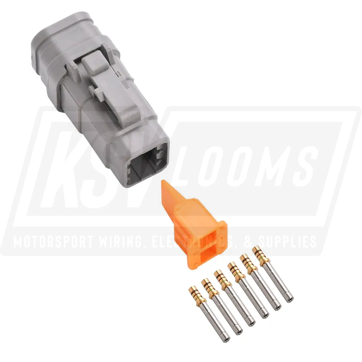 6-Way Deutsch DTM06-6S-E007 Plug Connector Kit (Gold Sockets 24-20 AWG)