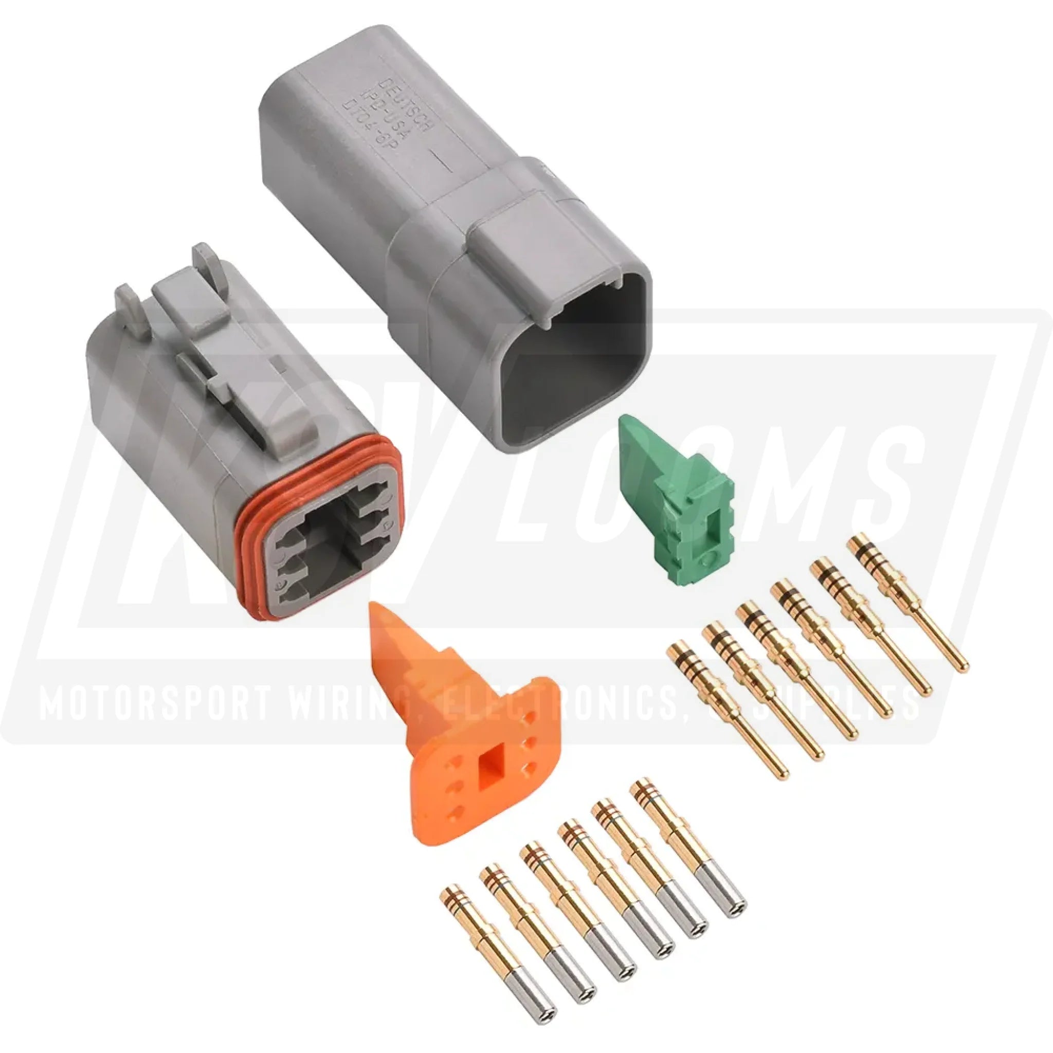 6-Way Mated Deutsch DT Connector Kit DT04-6P and DT06-6S (Gold 20-16 AWG)