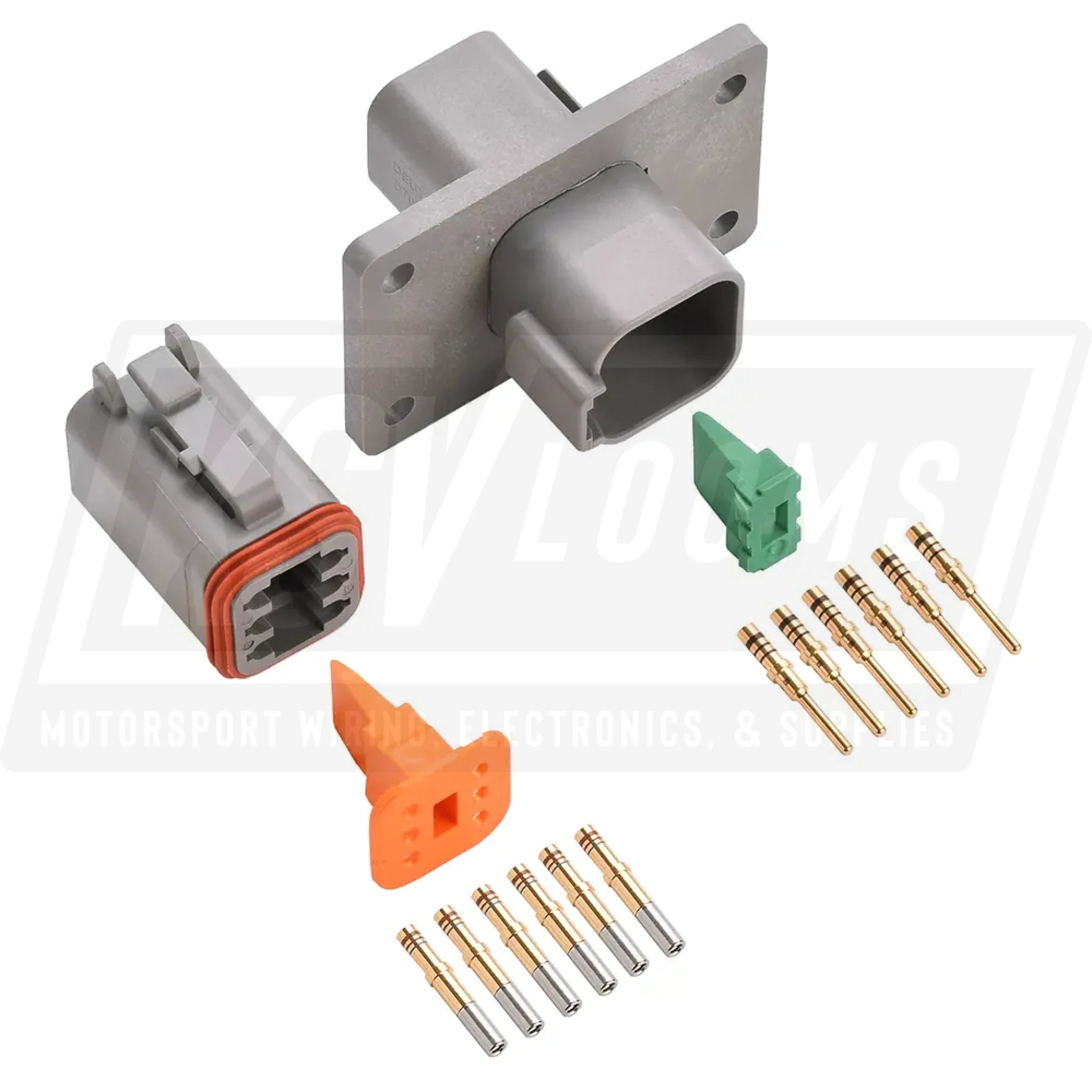 6-Way Mated Deutsch DT Connector Kit DT04-6P-L012 and DT06-6S (Gold 20-16 AWG)