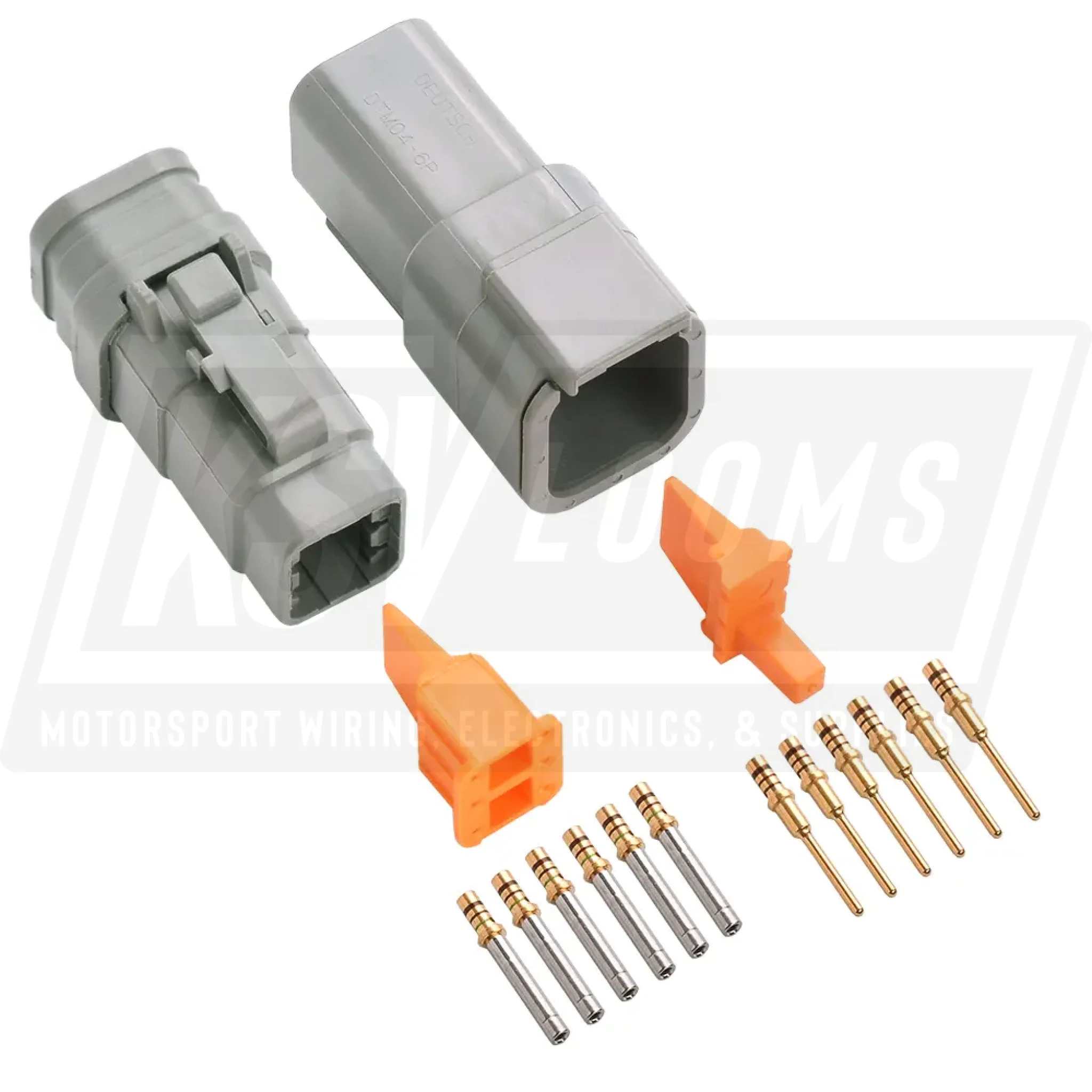 6-Way Mated Deutsch DTM Connector Kit DTM04-6P and DTM06-6S-E007 (Gold 24-20 AWG)