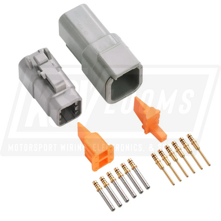 6-Way Mated Deutsch DTM Connector Kit DTM04-6P and DTM06-6S (Gold 24-20 AWG)