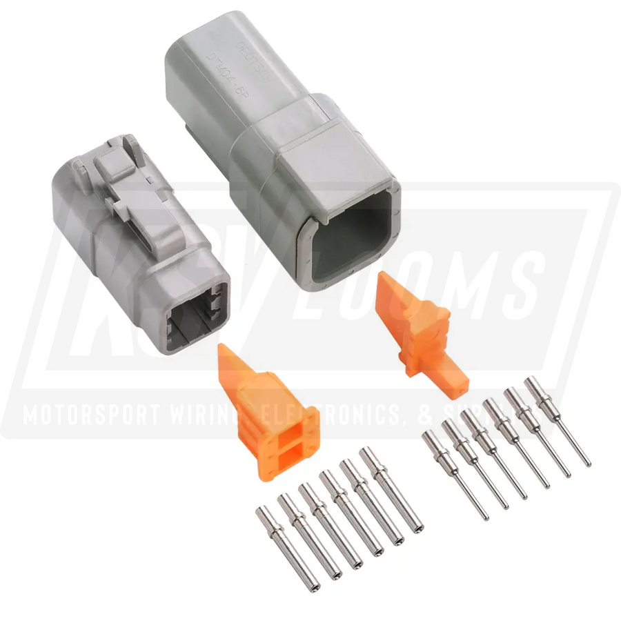 6-Way Mated Deutsch DTM Connector Kit DTM04-6P and DTM06-6S (Nickel 24-20 AWG)