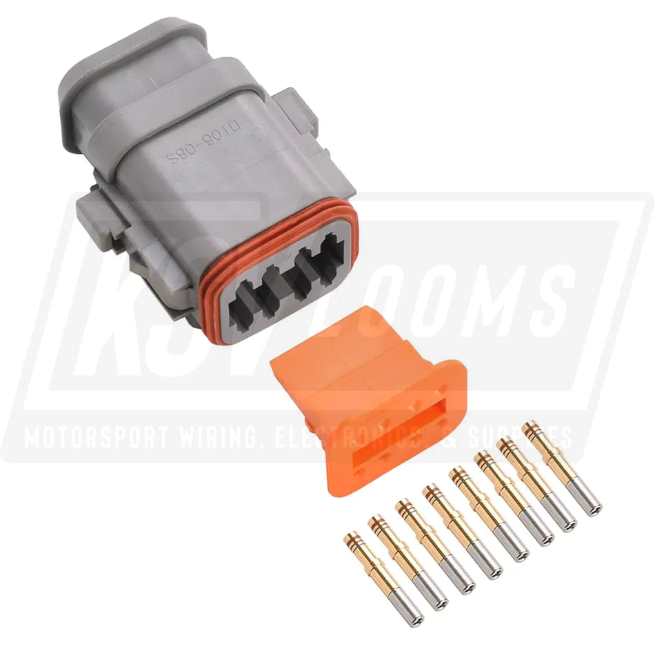 8-Way Deutsch DT06-08SA-E008 Plug Connector Kit (Gold Sockets 20-16 AWG)