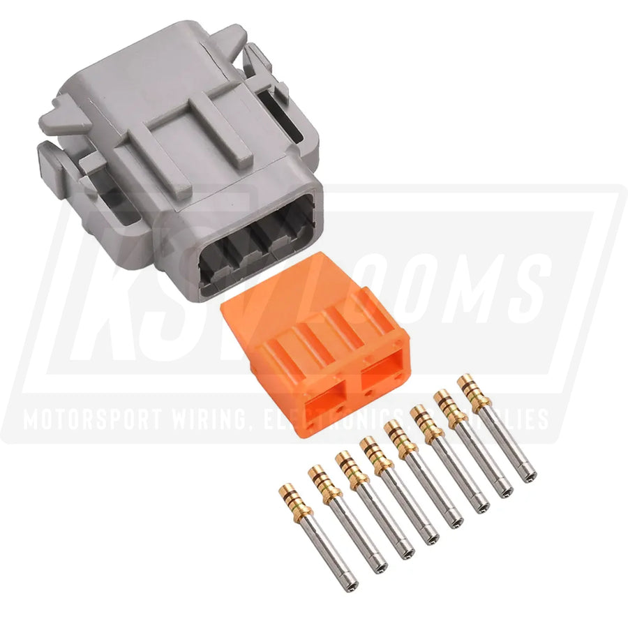8-Way Deutsch DTM06-08SA Plug Connector Kit (Gold Sockets 24-20 AWG)
