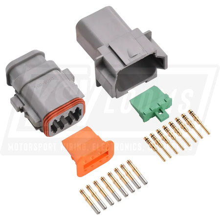 8-Way Mated Deutsch DT (Key A) Connector Kit DT04-08PA and DT06-08SA-E008 (Gold 20-16 AWG)
