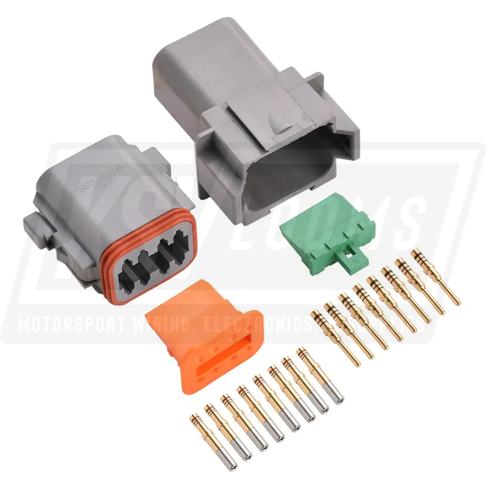 8-Way Mated Deutsch DT (Key A) Connector Kit DT04-08PA and DT06-08SA (Gold 20-16 AWG)