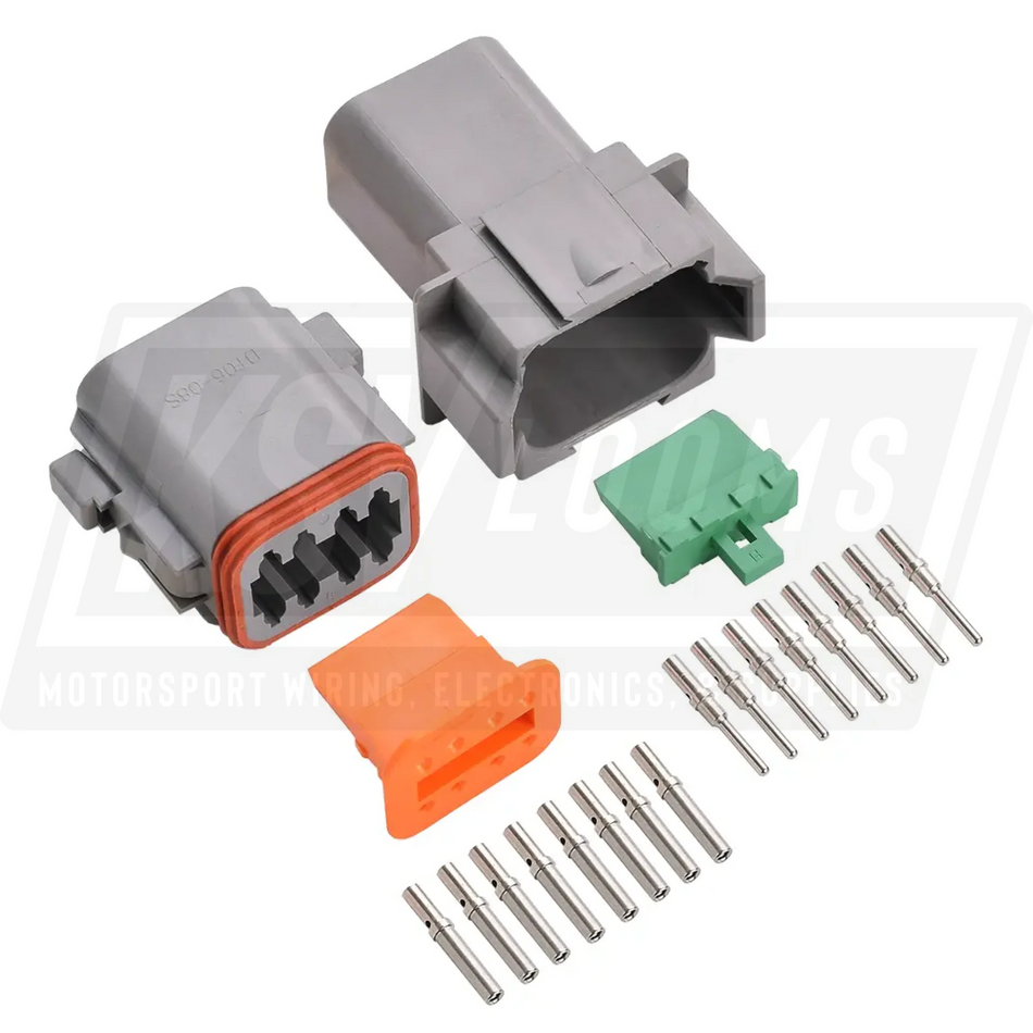 8-Way Mated Deutsch DT (Key A) Connector Kit DT04-08PA and DT06-08SA (Nickel 20-16 AWG)