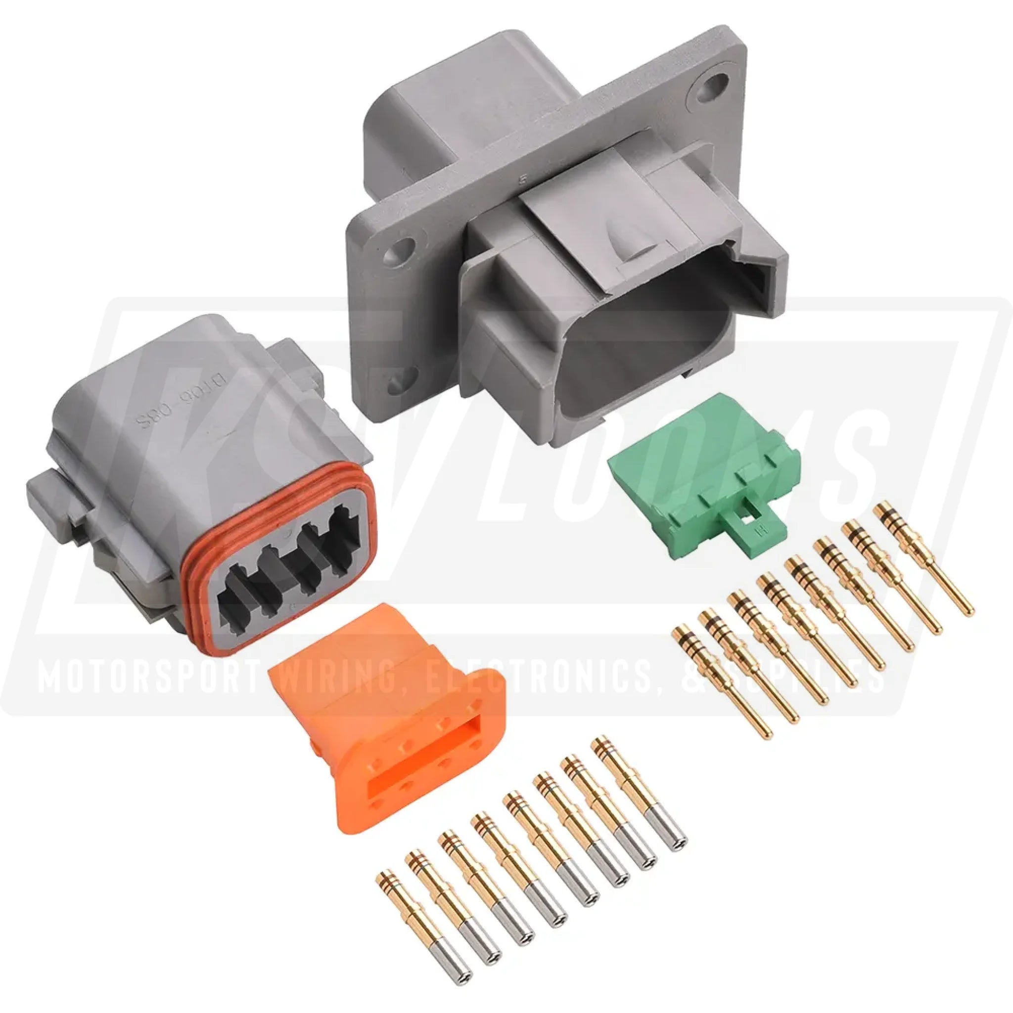 8-Way Mated Deutsch DT (Key A) Connector Kit DT04-08PA-L012 and DT06-08SA (Gold 20-16 AWG)